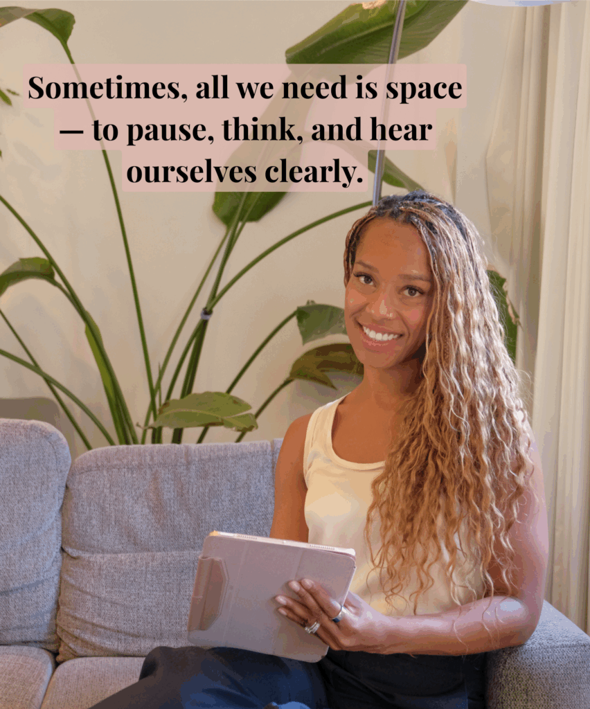 "Reflective quote: Sometimes, all we need is space — to pause, think, and hear ourselves clearly."